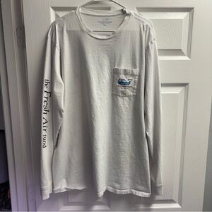 Vineyard Vines White Long Sleeve Tee with Pocket